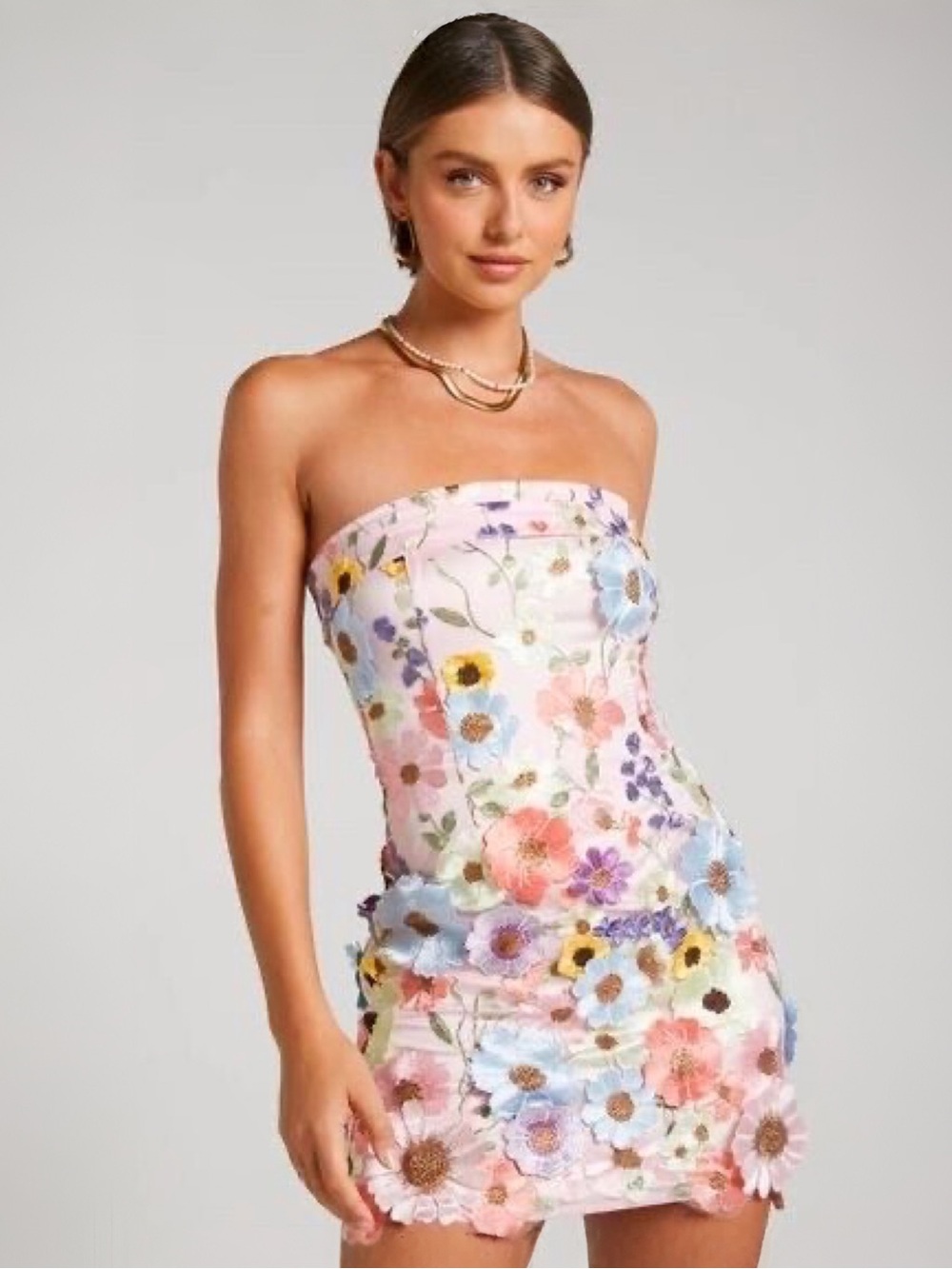 Gigi and Ella Pink 3D Floral Embroidered Mini Dress Sz 2 NEW